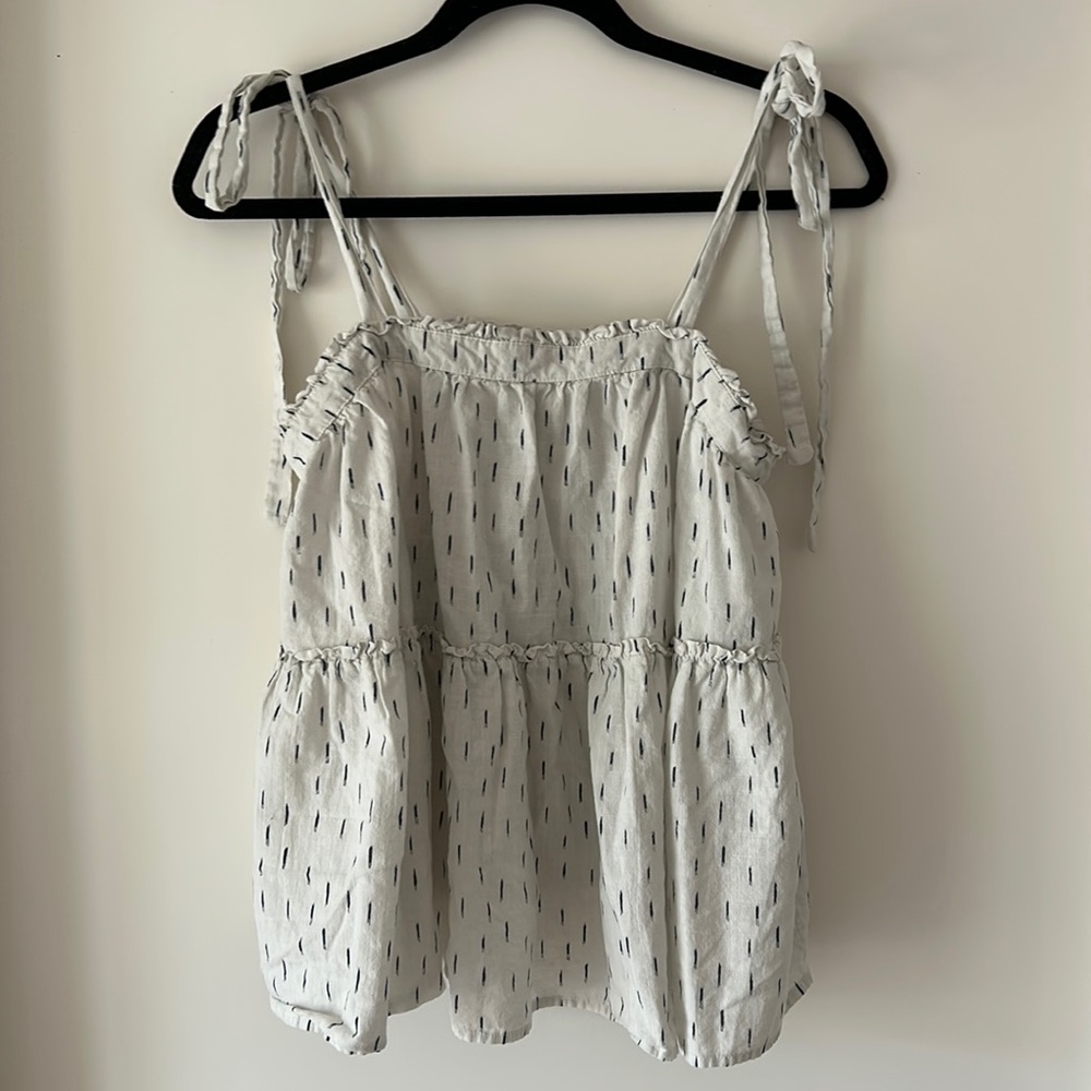 Universal Thread Tie Strap Tiered White Dash Tank Top Small